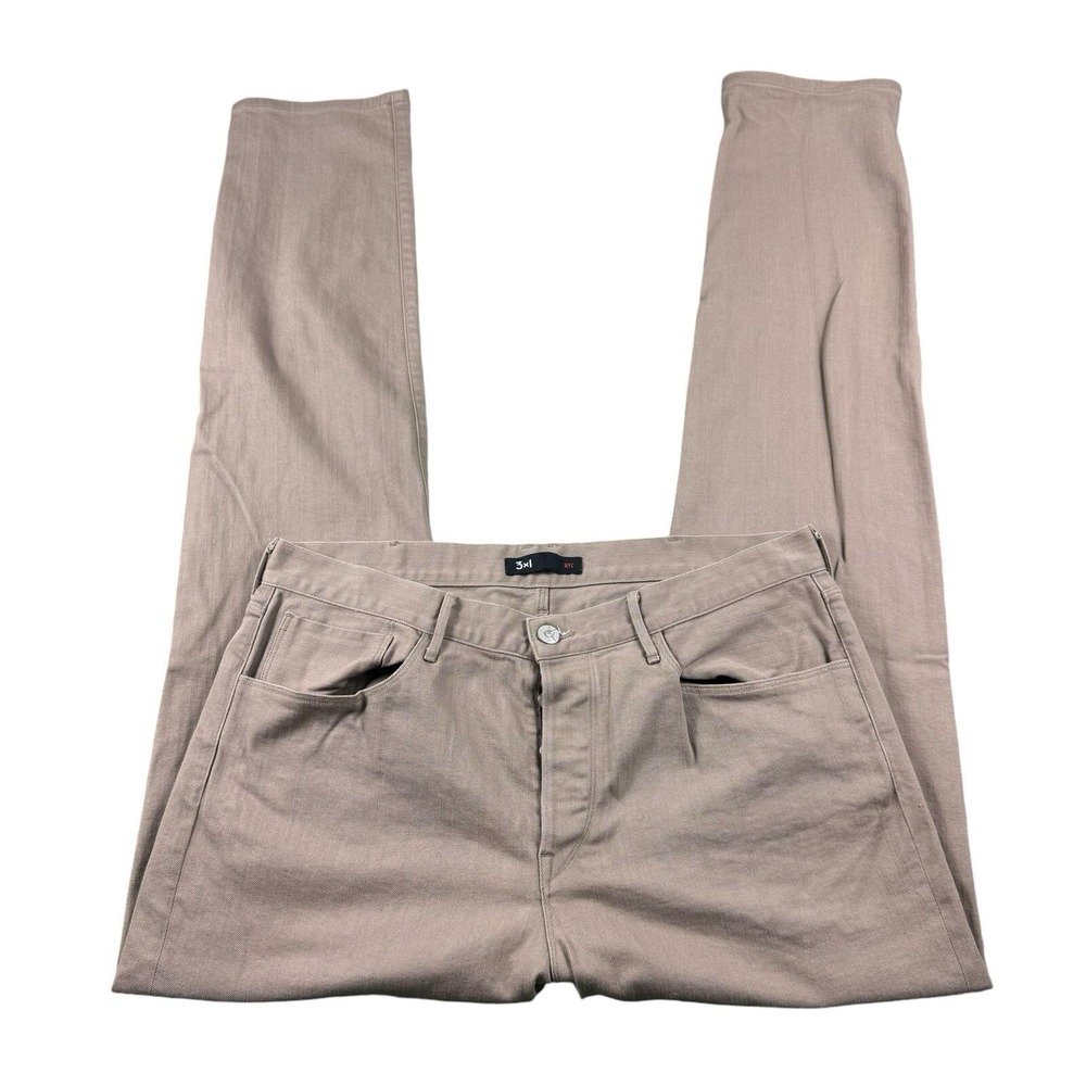 3x1 NYC Custom Kevin Love Men Brown Straight Leg Jeans 38x37 Button Fly NBA